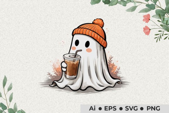 Review: Halloween Ghost Drink Coffee SVG PNG for Embroidery